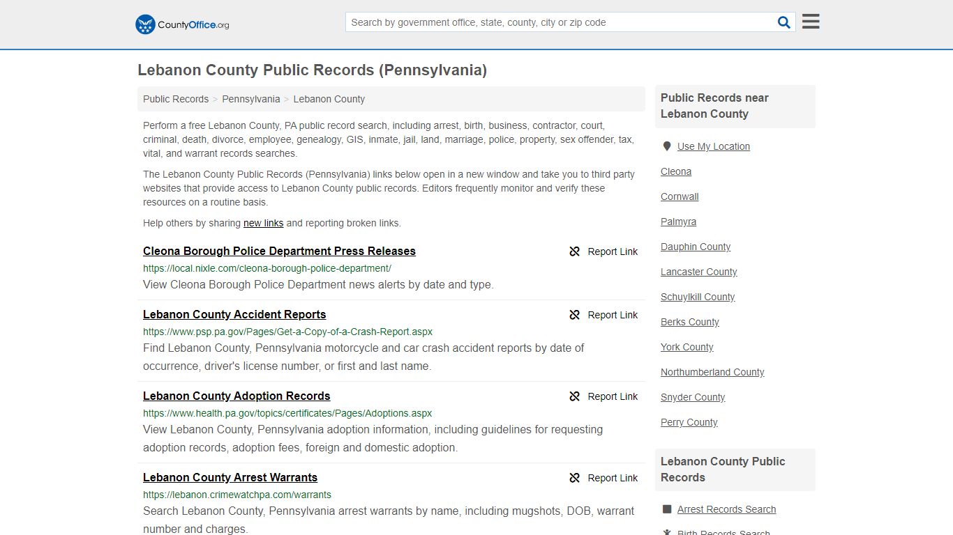 Public Records - Lebanon County, PA (Business, Criminal ...