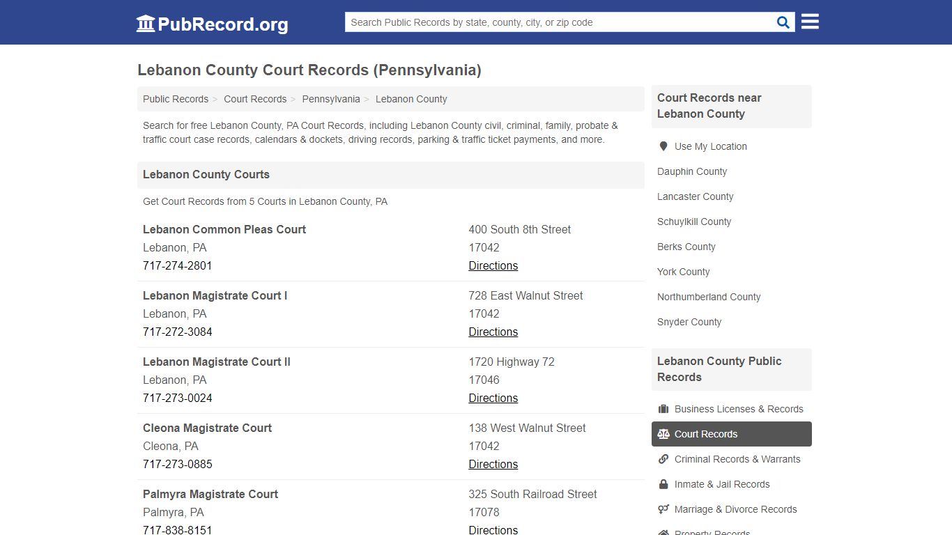 Lebanon County Court Records (Pennsylvania) - Public Record